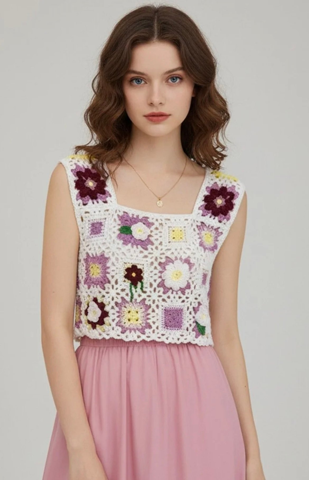 Floral embroidered Bohemian crop top