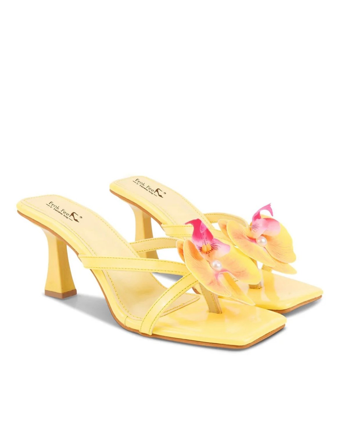 Women Embellished Floral Kitten Sandals Heels
