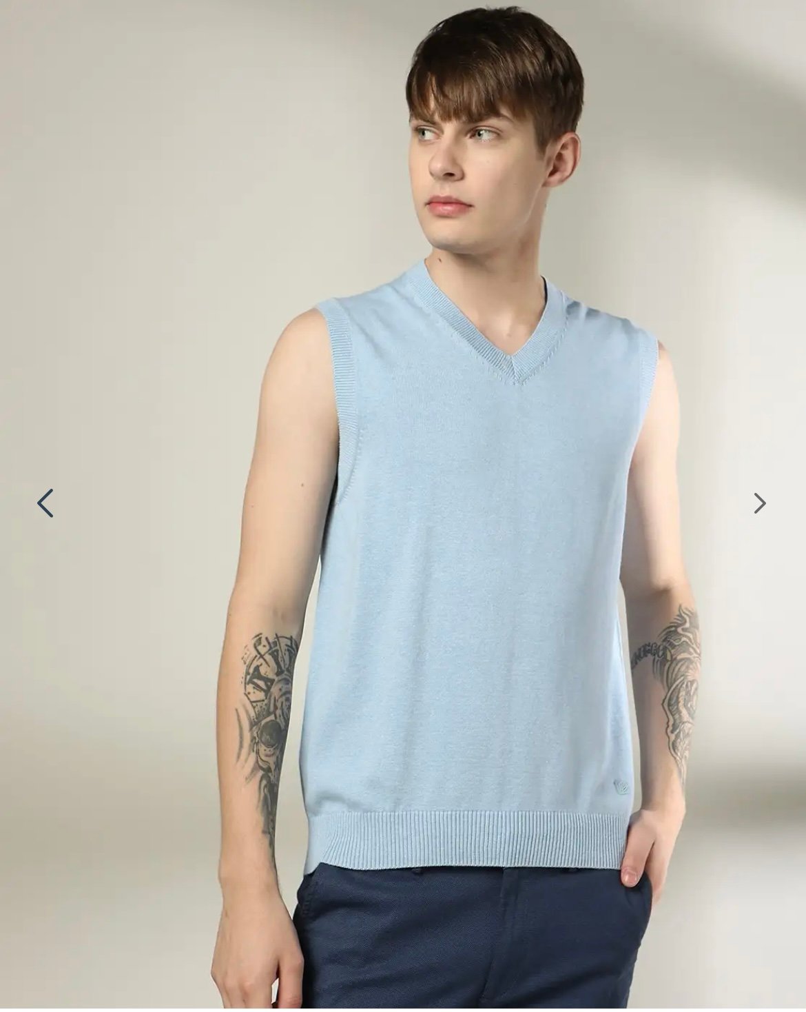 Men Knitted Slim Fit V-Neck Sweater